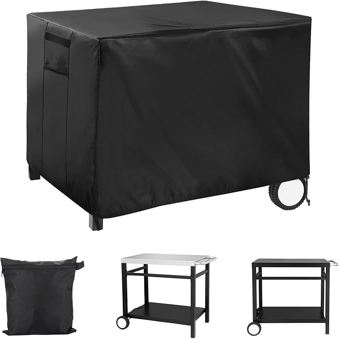 PAMASE Outdoor Dining Grill Cart Cover - 41"L*24"W*32"H, Compatible with Royal Gourmet Worktable PC3401B PC3401S Food Prep Table, Heavy Duty Waterproof BBQ Serving Worktable Metal Movable Station