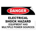 Danger Electrical Shock Hazard Multiple Power Source Label Decal Sticker 10 Inches X 7 Inches
