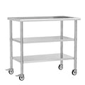 Stainless Steel Work Table with Wheels, 24x48 Inch NSF Kitchen Prep Table with 2 Adjustable Undershelves for Commercial Restaurant, Garage, Outdoor BBQ