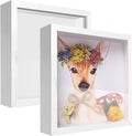 5x5 Small Shadow Box Frame Display Case, Wood with Plexiglass, Display Case Box for Memorabilia, Medal, Crafts,Tickets and Photos, Picture Frame for Wall and Tabletop (2pcs-White, 5x5)