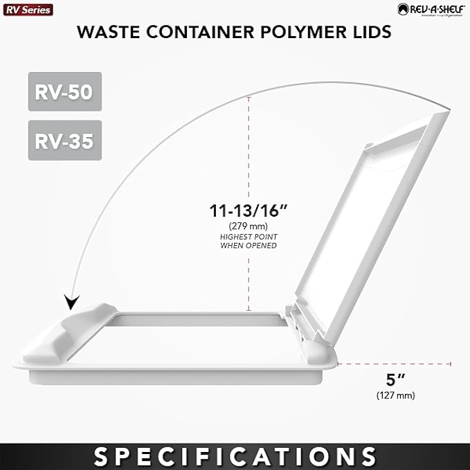 Rev-A-Shelf 35 Qt Polymer Plastic Trash Can Replacement Lid for Kitchen or Laundry Room Sliding Cabinet Base Lid Only, Champagne, RV-35-LID12-1-40