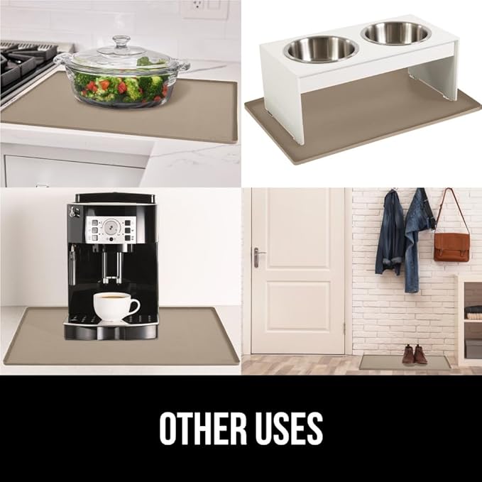 GORILLA GRIP Waterproof Silicone Under Sink Mat with Raised Lip for Kitchen and Bathroom, 31 x 22 in, Cabinet Shelf Liner Stay in Place Mats Dishwasher Safe Drawer Liner, Organizer Tray, Beige