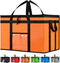 3XL Insulated Cooler Bag and Food Warmer for Delivery & Grocery Shopping with Zippered Top, Orange (1 Pack)