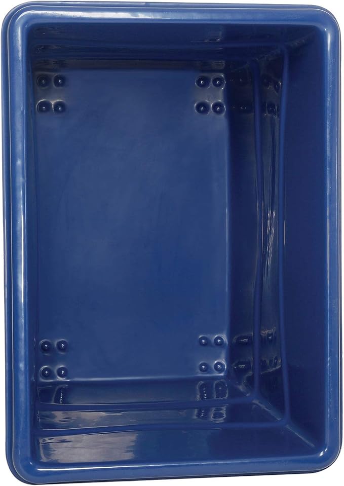 Global Industrial 16 Bushel Plastic Bulk Box Truck, Steel Chassis Base, 1000 lbs. Capacity, 4" Non-Maring Rubber Casters, Blue, 42-3/5"L x 30" W x 35-3/5"H