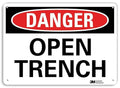 Smartsign U3-1885-RA_14X10 "Danger Open Trench" Reflective Recycled Aluminum Sign, 14" x 10"