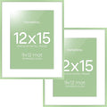 Homeforia 12x15 Sage Green Picture Frame, High End Metal 12x15 Poster Frames with Mat 9x12 Photo, 12 x 15 Sage Green Frames Matted to 9 by 12 Art, 15x12 Thin Frame, Tempered Glass, Wall Kit, Set of 2