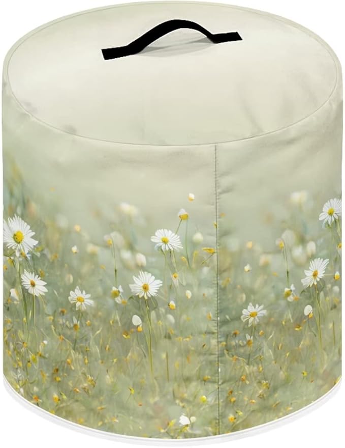 Insulated Pressure Cooker Appliance Cover, Also Fit for Rice Cooker, Air Fryer and Crock Pot, 3 Quart Dust Cover with Pocket for Kitchenware and Recipes, Washable, Daisy Floral Green