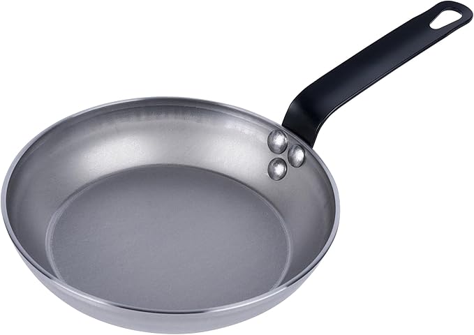 Restaurantware Fry Pan 1 Pack of 7.8 Inches Carbon Steel Non-Stick Searing Pan With Ergonomic Handle Silver For Sauteing and Omelets