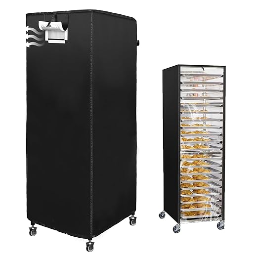 Speed Rack Cover Bread Rack Cover 20tier Sheet Bun Pan Rack Cover Commercial Bakery Racks Cover With Zipper, 23"X28"X64" Waterproof and Dustproof，Black