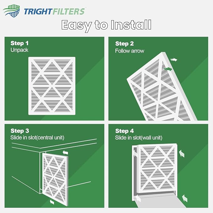 20x20x1 Air Filter 2 Pack, Durable MERV 8 Pleated Home HVAC AC Furnace Filters, Lightweight Compact Air Conditioner Filter Replacement