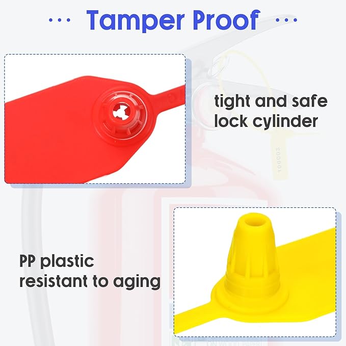 1000 Pcs Plastic Tamper Seals Fire Extinguisher Tags Security Tags Seals Safety Numbered Zip Ties Labels Safety Disposable Self Locking Signage 250 mm Length (Colorful)