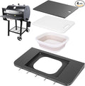 Front Folding Grill Shelf for Pit Boss 700DX, 700FB, 700FB2 & 800FB2, 23.6" × 12.2" Prep Station with Foldable Basin 4-Layer Steel Build, Cutting Board & 5 Hooks,Cover-Friendly Design (Not for 700FB1)