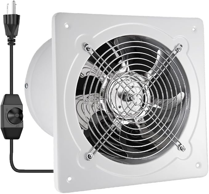 8" Kitchen Exhaust Fan with Variable Speed Controller, 735CFM Wall Mount Ventilation Fans, Metal Attic Exhaust Fan, Small Fume Extractor Ventilation Fan for Kitchen Bathroom Shop Smoking Room Garage