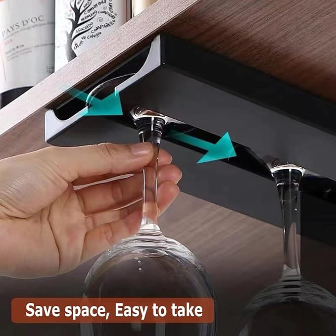 Wine Glass Holder Under Shelf Cabinet Wine Glass Rack Plastic Stemware Rack Glassware Drying Storage Hanger for Kitchen,Bar and Restaurant (White-2Pack)