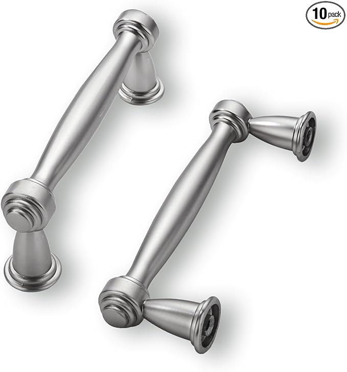 khtumeware 10 Pack 3 Inch(76mm) Brushed Satin Nickel Cabinet Pulls Kitchen Cabinet Handles Cabinet Hardware for Cupboard Drawer Handles Dresser Pulls