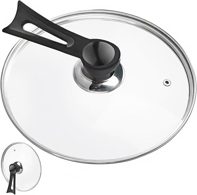 Glass Lids For Pots, Pans and Skillets, Available in Small and Large Lid 10.25, 11, 12, 12.5, 13.5 and 14 Inch,Replacement Tempered Clear Glass Lids with Steam Vent,Standable Pan Cover