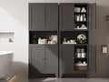 Metal Storage Cabinet, 69" Tall Bathroom Cabinets with 4 Doors & 3 Adjustable Shelves Large Cupboard, Black Metal Pantry Cabinets for Kitchen, Home Office, Garage, Warehouse