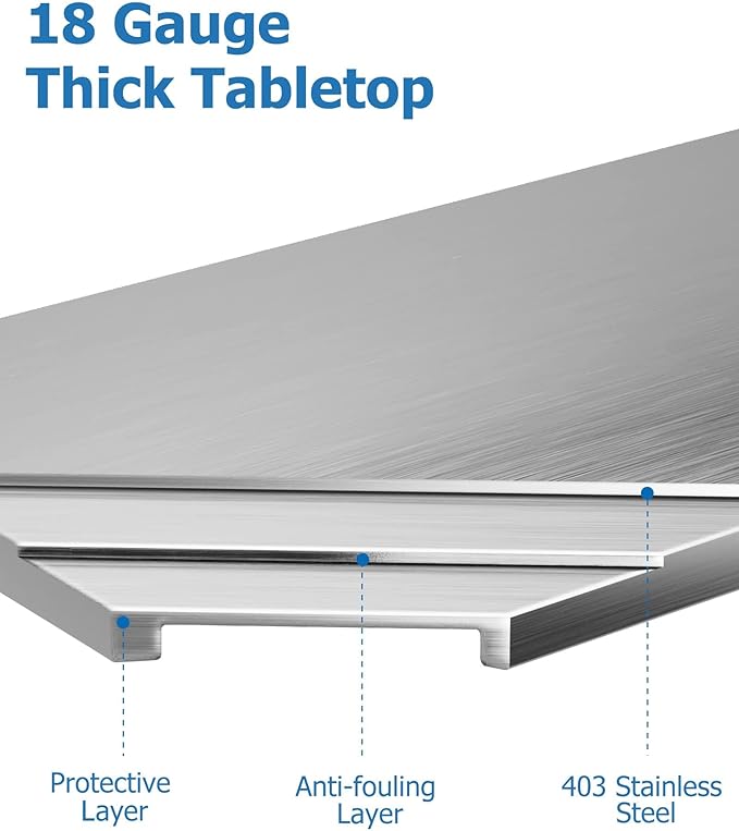 30" x 18" Stainless Steel Work Table NSF Certified Heavy Duty Commercial Kitchen Prep Table with Undershelf & Caster Wheels for Home, Restaurant, Hotel, Silver