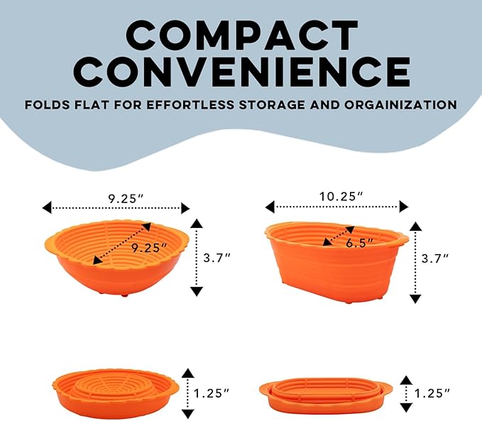 Cultures for Health Silicone Banneton Bread Proofing Basket | Complete Non-Stick Set of Two | 9-Inch Round & 10-Inch Oval Sourdough Proofing Basket | Ideal for Sourdough and Bread Baking Easy to Clean