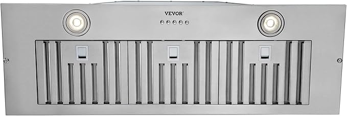 VEVOR Insert Range Hood, 800CFM 3-Speed, 36 Inch Stainless Steel Built-in Kitchen Vent with Push Button Control LED Lights Baffle Filters, Ducted/Ductless Convertible, ETL Listed…
