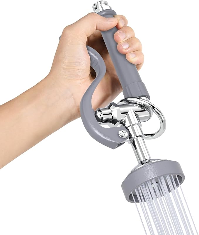 Commercial Sink Sprayer, 1.42GPM Pre Rinse Sprayer Head with Handle Grip Assembly, Commercial Dish Sprayer Replacement Kit of Commercial Faucet, Chrome Finished(Gray)