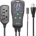 Temperature & Humidity Controller - Outlet Plug-in Thermostat & Humidistat for Reptiles & Greenhouses - Dual Stage Pre-Wired Electronic Controller