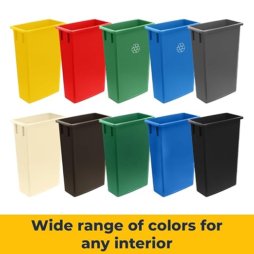 3 pack 23 Gallon Waste Bin with Swing Lid, Heavy-Duty Trash Can, Slim Rectangular Garbage Bin, Durable Waste Container, Recycling Bin, Plastic Wastebasket for Kitchen, Garage, Restaurants, Office