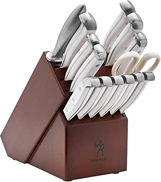 HENCKELS Statement Razor-Sharp 15-Piece White Handle Knife Set with Block, German Engineered Knife Informed by over 100 Years of Mastery