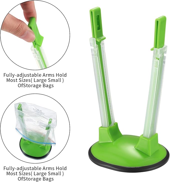 4 Pcs Baggy Rack, Freezer Bag Holder Stand, Adjustable Food Storage Holders, Plastic Food Prep Bag/Zip Lock Bag Holder Stand, for Food Meal Prep Bag, Kitchen Gadget (4)