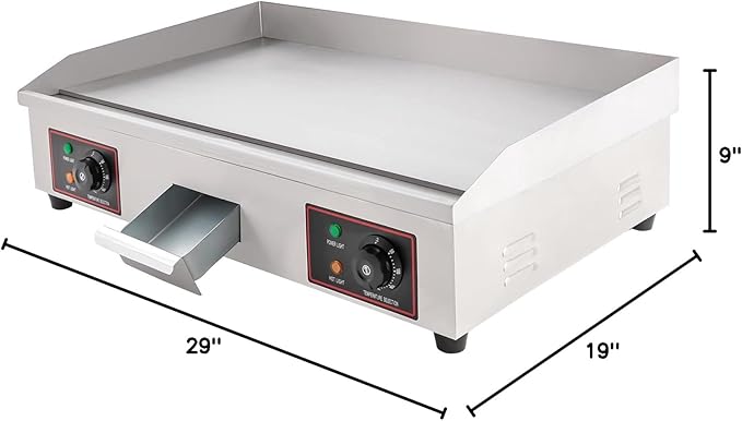 29'' Electric Countertop Griddle 3000W Commercial Electric Griddle Countertop Flat Top Grill BBQ Teppanyaki Cooking Griddle Pancake Maker, 29'' x 16'' Cooking Pan