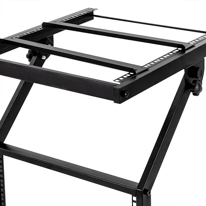 9U/12U/16U DJ Mixer Stand Adjustable Rack, Rack Mount Mixer Case Stand Studio Equipment Cart Stage Amp DJ Rolling (12U)