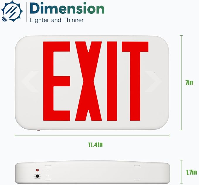 FREELICHT 12 Pack Red Double-Sided LED Exit Sign with Battery Backup, Exit Sign for Business,Easy To Install, UL Certified, AC 120/277V