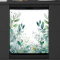 Dishwasher Magnet Cover Watercolor Eucalyptus Leaves Reusable Dishwasher Magnetic Cover Sticker Decorative Dish Washer Door Cover Panel for Home Kitcen Appliance