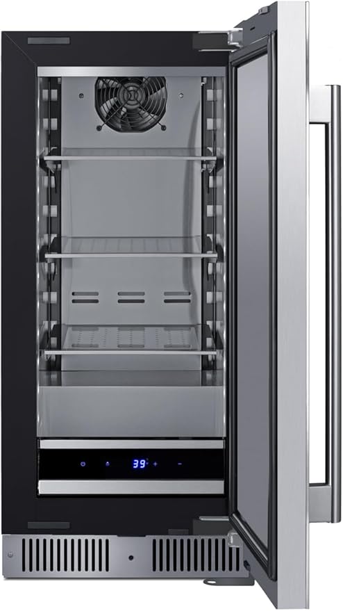 Summit 15” Refrigerator, 1.8 cu.ft. Capacity, Built-in Refrigerator Undercounter, Shallow 18” Depth, Stainless Steel- SDHR1534LHD (Left Handed Door Swing)