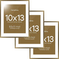 Homeforia 10x13 Bronze Picture Frame, High End Metal 10x13 Brass Frames with Mat 8.5x11, 10 x 13 Poster Frames Matted to 8.5 x 11 inch Photo, 10 by 13 Bronze Frames, Tempered Glass, Wall Kit, Set of 3