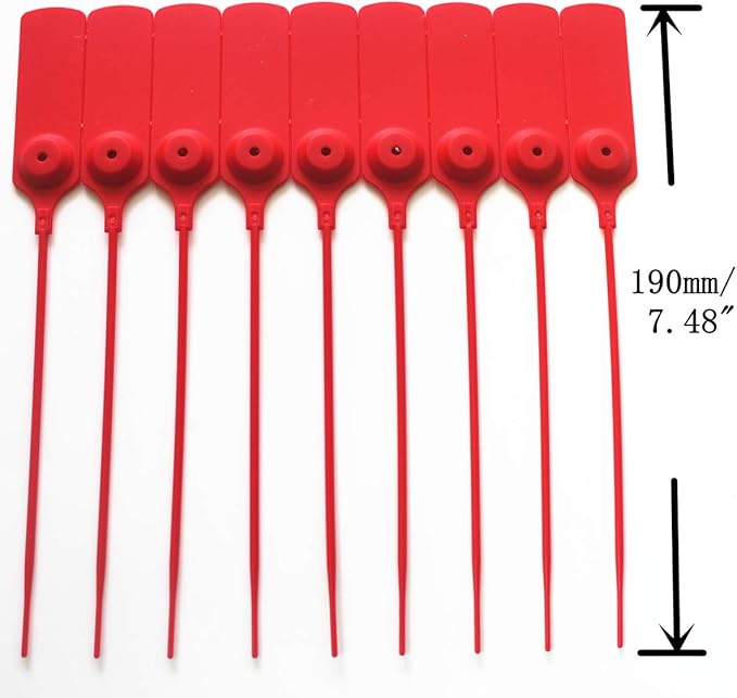 Pull-tite Security Seal Tamper Resistant Tags Plastic Padlock Sign Ties Numbered (Red, 100pcs)