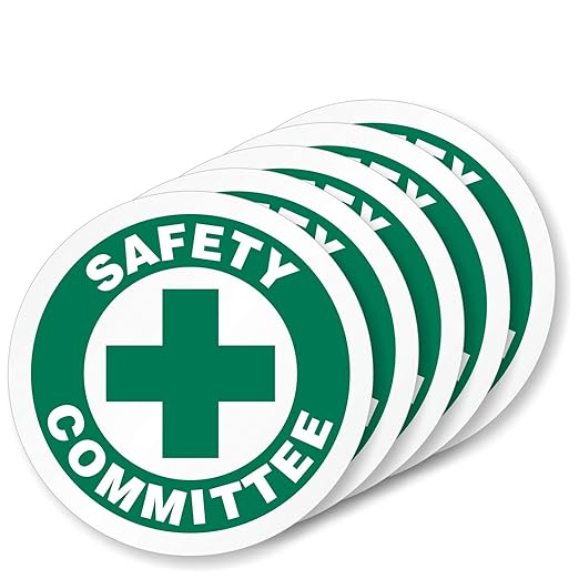 SmartSign Safety Committee Pack of 5 Hard Hat Labels | Retro-Reflective, 2" Circle