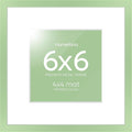 Homeforia 6x6 Sage Green Frame, High End Metal 6 x 6 Square Picture Frame with Mat 4 by 4 Art, 6x6 Photo Frame Matted to 4x4 inch Print, 6by6 Wall or Tabletop Frames, Tempered Glass, Wall Kit, Set of 1