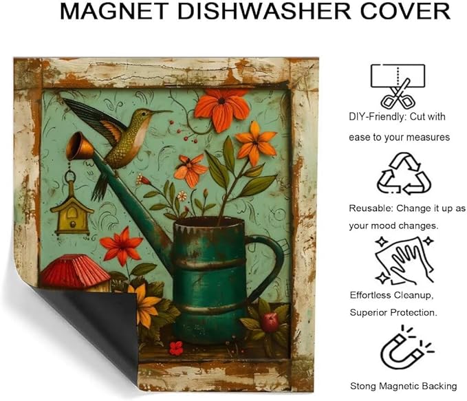 Country Rustic Window Sunflower Dishwasher Magnet Cover,23" x 17" Dishwasher Cover,Bless Our Home Magnetic Decal Vinyl Sticker Kitchen Decor Refrigerator Magnets Self Adhesive Wrap