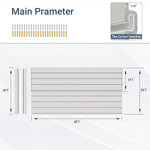 Slatwall Panel 4 FT x 2 FT, Interlocking Slat Wall Paneling, Wall Mounted PVC Wallpanel, Suitable for Garage Storage and Organizer, Slatwall Board, Shelves - Grey