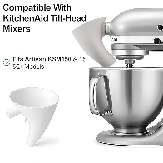 Flour Funnel for Kitchen Aid Mixer, Stand Mixer Attachment, No Mess Anti Spill Design for 4.5-5 Qt Tilt Head Dishwasher Safefor Normal Temperature Wash, Baking Tool (Greed)