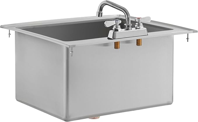 Kratos Commercial Restaurant Sink, 28"x20"x12" 16-Gauge Stainless Steel One-Compartment Drop-In Sink with 12" Swing Spout Faucet (29N-219)