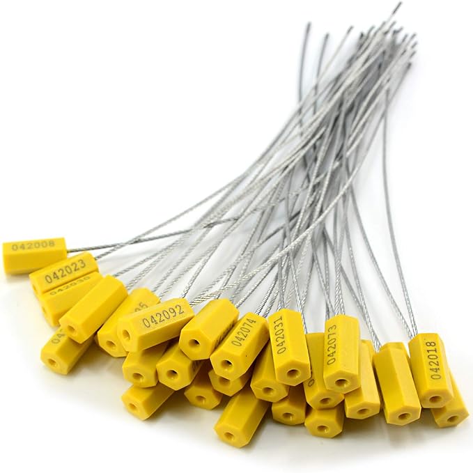 Leadseals(R) 100 Steel Cable Seals - Metal Security Seals for Truck & Trailer - Yellow, 100pcs