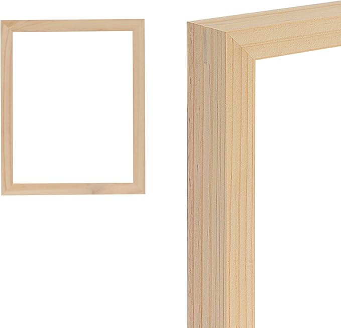 Creative Mark Ambiance Unfinished Deep Gallery Frame, 11x14" Open Back Natural Wood Frames for Canvas and Mounted Artwork, 3/4" Face, 1-1/4" Deep, No Glass or Backing