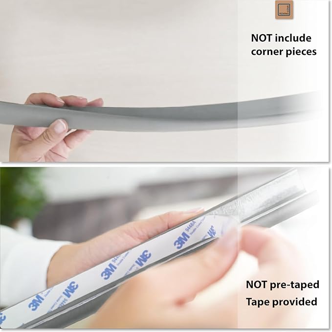 Roving Cove HeftyFit Edge Protector for Baby Proofing (6ft Large Edge Only), Heavy-Duty Soft Furniture Edge Bumper Guards, Desk Edge Cushion, Wall Corner Covers, 3M Adhesive, Stone Grey