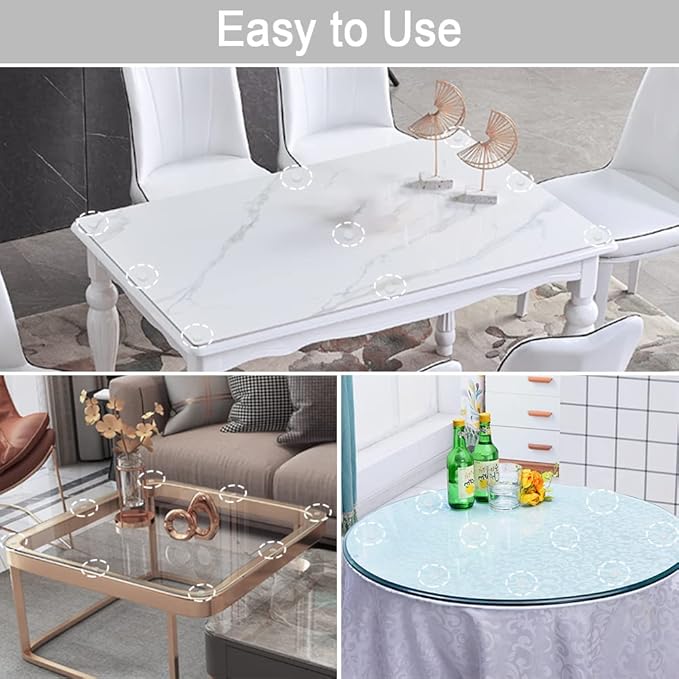 Extremely Soft Glass Table Top Bumper Combo (20 PCS Non-Adhesive & 30 PCS Self-Adhesive), Anti Slide and Scratch for Glass Table, Clear Rubber Pads for Glass Table Top Spacer (Round & Square, 50 PCS)