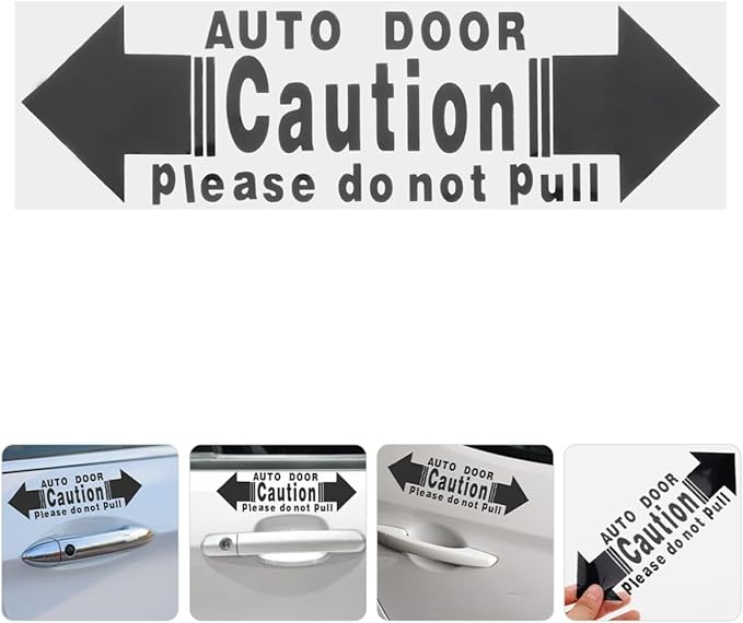 NUOBESTY Car Door Warning Stickers 4pcs Set, Automatic Sliding Door Safety Decals, Black Self-Adhesive Vehicle Window Caution Labels for Minivans and Cars