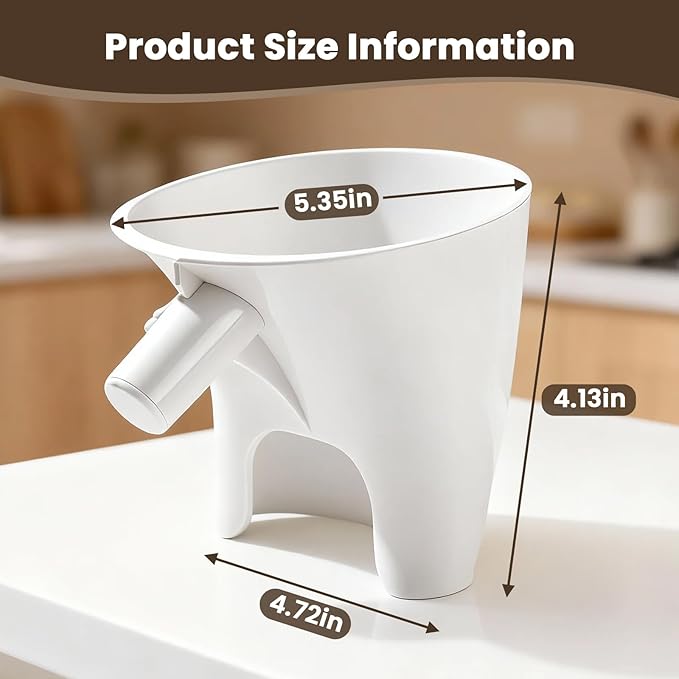 2 Pcs Flour Funnel for Kitchen Aid Mixer, for Kitchen Aid Artisan Ksm150 5-Quart Tilt-Head Stand Mixer, Plastic Powder Funnel ，for Liquid and Both Flour, Prevents Spills and Messes(White)