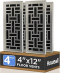 4x12 Inches 4 Pack Heavy Duty Walkable Floor Register - Easy Adjust Air Supply Lever Decorative Floor Vent Covers, Seattle Design Vent Covers for Home - Satin Nickel