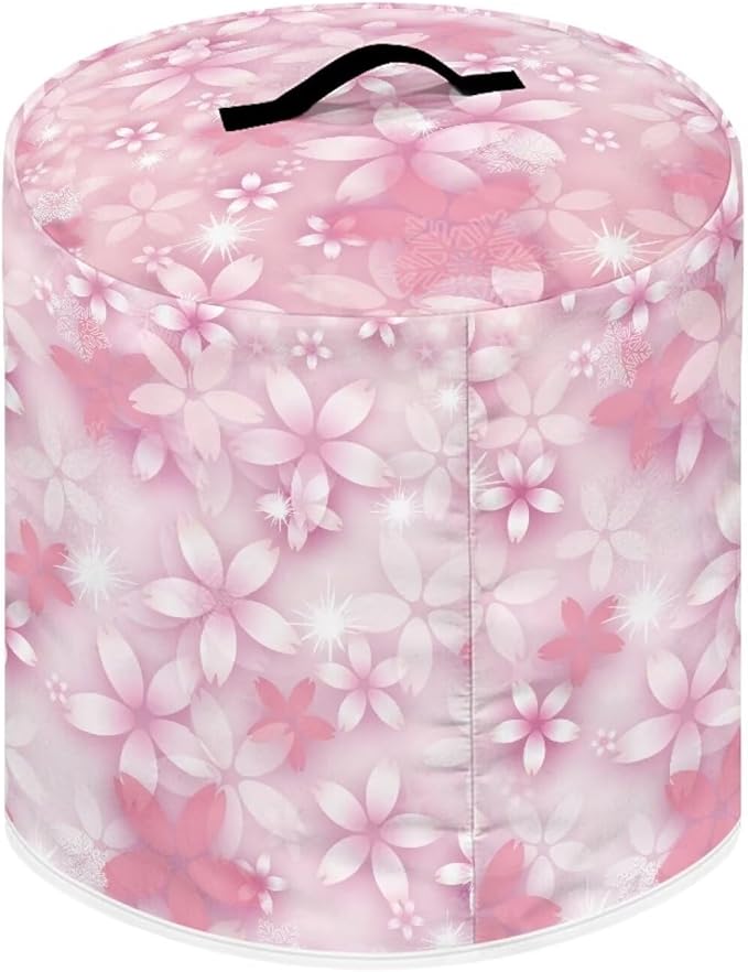 TODIYADDU Peach Floral Dust Cover for Electric Pressure Cooker Waterproof Air Fryer Cover Dust Cover with Storage Pocket and Handle Portable Instant Pot 3 Quart Pressure Cooker Cover Present